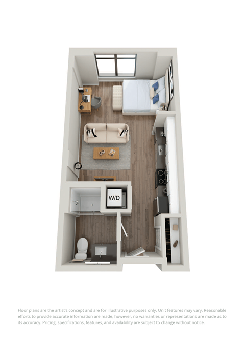 Floor plan for studio, 1 bath, 467 sqft